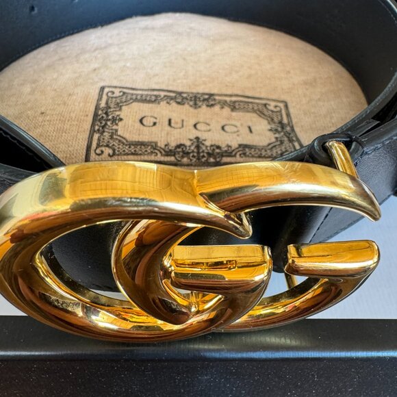 Gucci GG MARMONT LEATHER BELT WITH SHINY BUCKLE - Picture 2 of 3